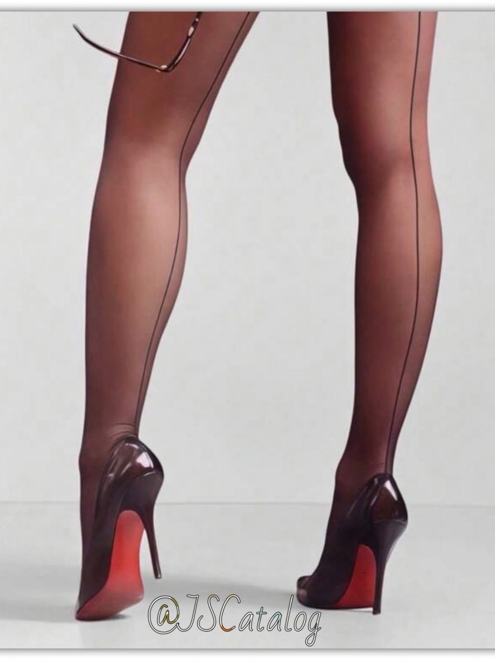 JSCatalog Sheer Brown Back-Seam Hosiery Tights